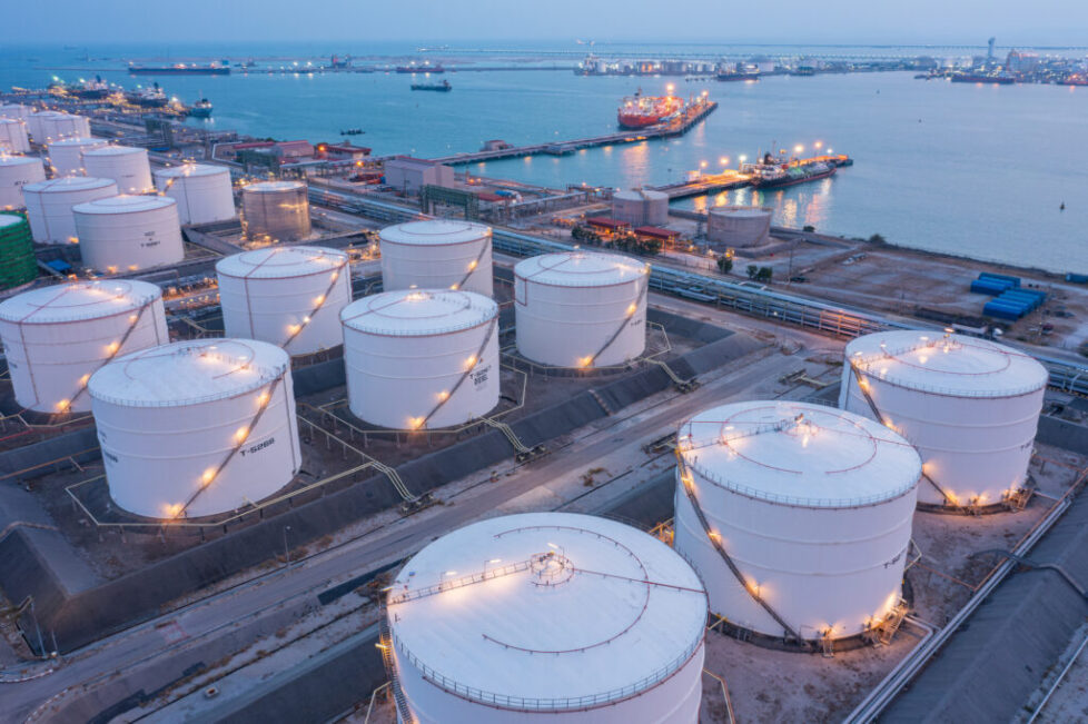 Aerial view of a crude oil refining plant representing a thriving business.